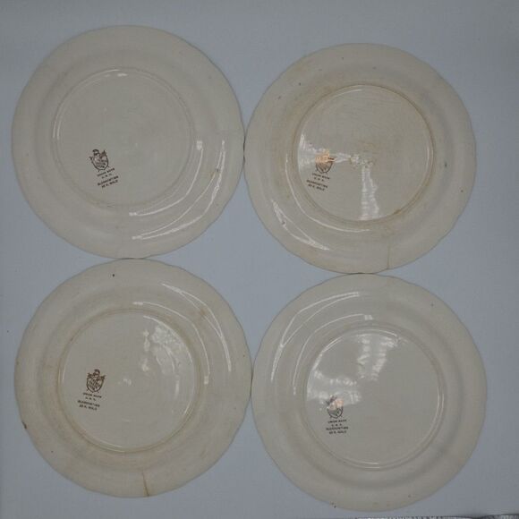 French Saxon China 22k Blossomtime 9.25 Inch Diameter Gold Plates Set Of 4 Lot 1 - Picture 6 of 10